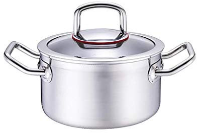 OQHAIR Olla multifunción, Antiadherente, Acero Inoxidable Olla de cocción de Acero Inoxidable Premium con Tapa (18 * 10,5 cm)