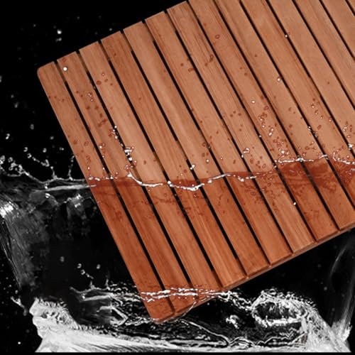 Caillebotis Douche Tapis de Douche Intérieur en Bois, Tapis de Sol pour Jacuzzi / Douche Extérieure / Salle de Bain, Tapis de Bain en Bois Lisse avec Pieds Antidérapants, Grille de Spa de Luxe(100x110