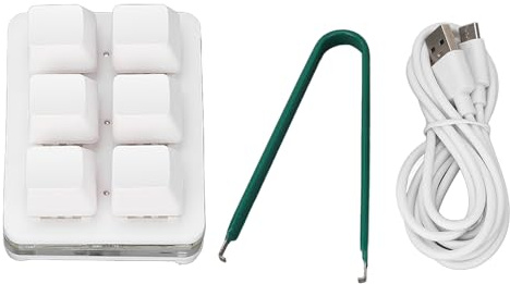 Fabater Teclado de 6 Teclas, Teclado Mecánico para Jugar con una Mano, Pequeño Teclado RGB con Cable USB, Teclado Programable DIY para Oficina de Juegos (White)