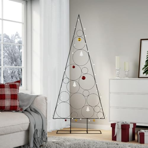 Gecheer Metall Weihnachtsbaum Deko, Tannenbaum für Zierschmuck, Deko Weihnachtsbaum Tanne, Weihnachtsdekoration Weihnachtsdeko Schwarz 180 cm