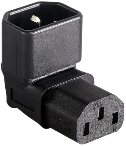 TECHZOCO Adapter IEC C14 auf C13, gewinkelt, Adapter C14 auf C13, Stecker IEC 320 C13 auf C14, 90 Grad, 10 A, 250 V, geeignet für Computer, Monitor, Drucker, USV, UPS, Server, schwarz, 90º