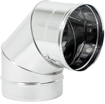 ALLINOX Curva Chiusa a 90° Per Canna Fumaria Raccordo In Acciaio INOX Gomito Retto Per Tubi Camino o Stufa Alta Resistenza MADE IN ITALY (DN 120)