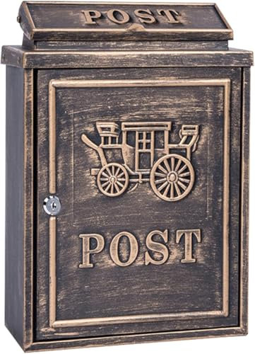 Boîte aux lettres murale rustique avec serrure renforcée, boîte aux lettres pour magazines, courriers, journaux, boîtes aux lettres en fonte d'aluminium antirouille