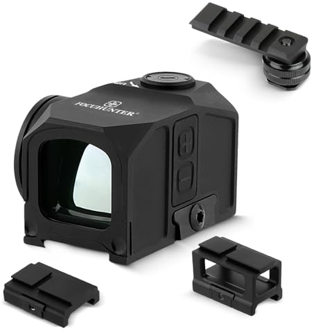 FOCUHUNTER Camera Green Circle and Dot View Finder 1x19, 10-Level Modes Settings for AC Telephoto, Shockproof Waterproof Motion Awake with Hot Shoe Mount, High Profile and Low Profile Mount