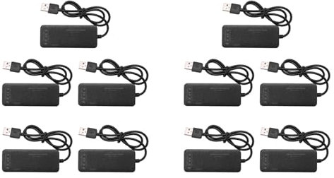 Rfeeuubft 10X 3 Port Usb 2.0 Hub External 7.1Ch Sound Card Headset Microphone Adapter for Pc Black