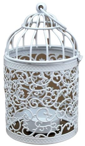 WOURRD Supporto bianco per gabbia per uccelli con intricato bastone di progettazione cavo per matrimoni e feste