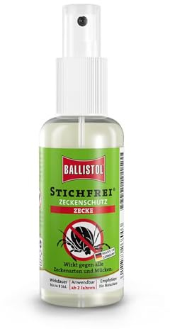 BALLISTOL 26900 Stichfrei Zeckenschutz, 8 h Schutz, 100 ml Spray | Insektenschutz-Spray, für Familien, Biozid, Mückenschutz, vor Bremsen, Fliegen und Moskitos