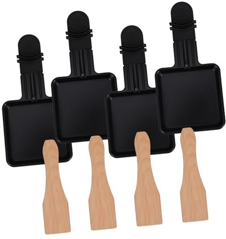 TOPPERFUN 4sets Mini Grill Cheese Pan Melting Accessories for Raclettes Mini Spatula Raclette Trays Shape
