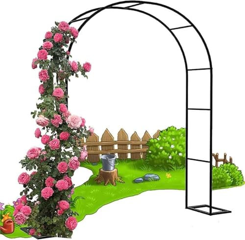 WCQSYY Arche De Jardin pour Plantes Grimpantes, Treillis en Métal,Arche À Rosiers Robuste 1.2/1.4/1.8/2.4/3/3.5M H Mariage Arches,Extérieure Tonnelle De Jardin,Noir,W1.4M*H2.3M
