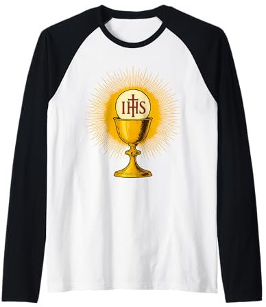 Calice pour la Messe Catholique Sainte Eucharistie IHS Première Communion Manche Raglan