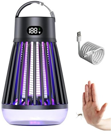 Zappify 2.0 - Lampe Anti Moustique Zappify, Attraction à 360 Degrés, Profitez d'un Confort sans Moustiques, Portable & étanche Lampe Zappify avec Lampe Camping Intégrées (Noir)