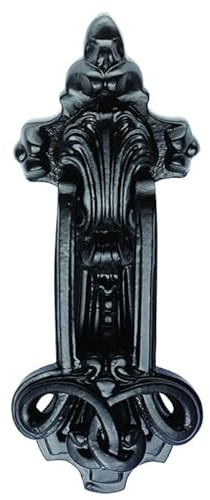 Kooples Hardware Ornate Door Knocker Black Antique Finish Decorative Cast Iron Front Entrance Feature Traditional Period Style Surface Mounted Fitting