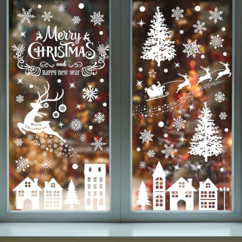Fönsterbilder jul 12 blad, vinter fönsterbild självhäftande, fönsterklistermärken jul fönsterklistermärken återanvändbara, snöflinga klistermärken för jul vinter fönster dörr dekoration