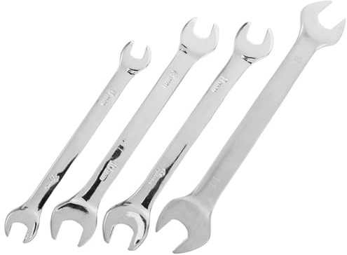 iplusmile 4 Pezzi Chiavi Aperte Doppia Estremità in Acciaio Leggero Chiave Sottile Ultra Sottile con Testa Liscia Angolo Offset per Riparazioni Auto e Manutenzione Biciclette Accesso Esteso