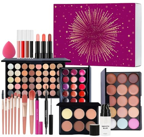 Set Di Trucco - Palette, Rossetto E Pennello - Kit Completo Con Palette Di | Ombretti Per Gli Occhi | Per Donne, Ragazze, Principianti, Compleanno, Natale, Moglie E Festa Della Mamma