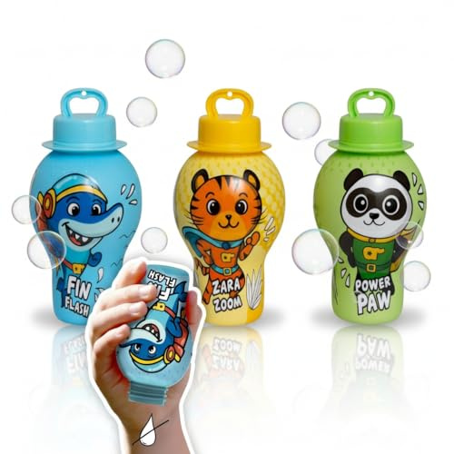 alldoro auslaufsichere Seifenblasen 12er Set, Animal-Hero Design | mit 3 verschiedenen Tieren, auslaufsicher & nachfüllbar, ideal als Mitgebsel für Kindergeburtstage, Für Kinder ab 3 Jahren