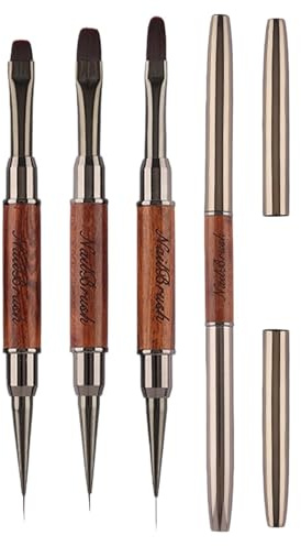 ZenithBurst Pinceaux de Nettoyage Nail Art, Pinceau French Tip à Double Extrémité Set 3PCS, Pinceaux à Ongles en Gel à Double Tête Plat/Ovale/Inclinée pour Vernis