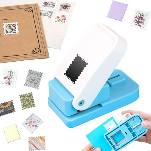 Puncatore per Francobolli, Punzonatrice per Francobolli, Punzoni per Francobolli Rettangolari da 2,5x2 cm, Punzoni per Carta a Forma di Francobollo, Punzoni a Leva per Carta per Artigianato