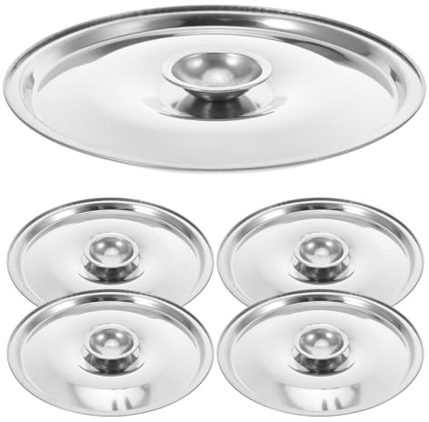 MOLUCKFU Coperchio per Pentola in Acciaio Inox 12 CM Set da 5 Pezzi Coperchio per Condimenti Resistente al Calore Piccolo Tappo per Contenitori Olio e Pentole da Cucina per Ristoranti e