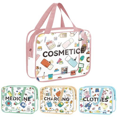 Borsetta Per Trucchi Trasparente Kit Da 4 Pezzi Con Custodie Impermeabili A | Portatrucchi Organizzatore Per Donna Per Donne E Ragazze, Per Conservare Prodotti Bellezza In Viaggio