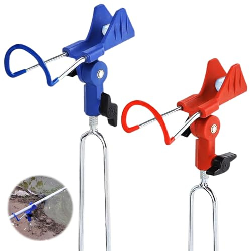 2 soportes para cañas de pescar ajustables 360°, soporte universal de acero inoxidable, soporte universal para cañas de pescar para una amplia gama de cañas de pescar (rojo, azul)