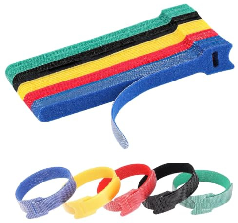 50PCS Releasable Cable Ties, Adjustable Hook and Loop Fastening Cable Straps for Headphones, PC, USB Data Cables, Home & Office Wire Management (Multicolored-50Pcs)