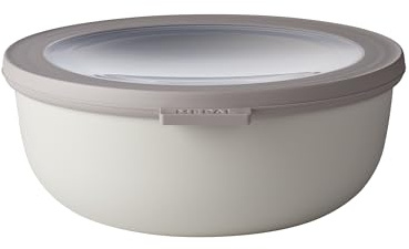 Mepal - Multi Bowl Cirqula Redondo - Recipientes para Alimentos con Tapa - Adecuado como Fiambrera Hermética para Frigorífico, Microondas y Congelador - Tapers para Comida - 1250 ml - Nordic white