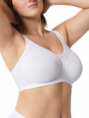 Selene, Sujetador de Mujer en Algodón Transpirable, Sin Aros ni Relleno, Colección Blanca, Color Blanco, Talla 95D