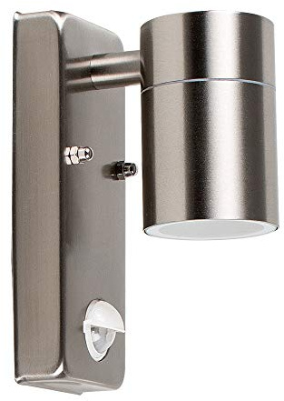 MiniSun | Modern Stainless Steel Wall Down Light with PIR Motion Sensor | Outdoor Wall Lights, Home Décor & Improvement Essential | Includes 5W LED Bulb [3000K Warm White] | Mains Wired