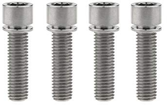 Yaruijia Lot de 4 boulons en titane M7 x 20 mm M7 x 25 mm à tête bombée avec rondelle pour pièces de vélo (M7 x 25 mm, titane)