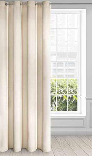 Eurofirany RIA Blickdicht Samtvorhang mit Ösen -1 STK. Einfarbig Thermogardine, Verdunklungsgardine, Wohnzimmer, Schlafzimmer, Lounge, 290 g/m2, 140x250 cm, Hellbeige