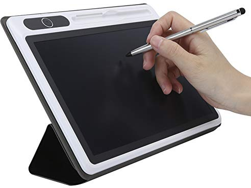 LCD-skrivplatta 10 tum elektronisk anteckningsblock ritbord grafiska surfplattor med fuskläder fodral handskrivstavla för arbete studier memon affärsmöten dagliga anteckningar (rosenröd)