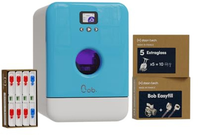 DAAN TECH Bob - Kompakt diskmaskin för 3 kuvert, inbyggbar - fristående, med tank, bärbar - naturlig torkning - tallrik 29 cm - Label Origine France Garantie, miljödesignad (Premium Blue)