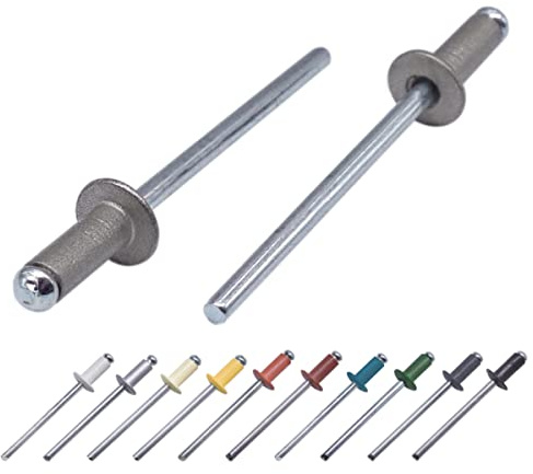 (100 Stück) Lackierte Blindnieten 3,2 x 8 mm, Kuppelkopf, DIN 7337, Aluminiumniete und Stahldorn, Popnieten (100, grau Aluminium RAL 9007)