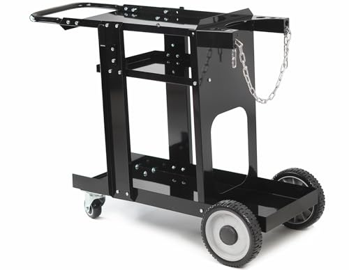 Welding Cart for TIG MIG Welder Plasma Cutter Gas Bottle Storage 3-Tier Shelves Black