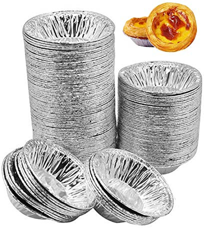 250 PCS Egg Tart Molds Circular Mini Aluminum Cake Muffin Moulds Tins Baking Bake Muffin Cupcake Tin Mold Pie Tins Pans Cake Cups Mould Makers or Home DIY Baking Supplies