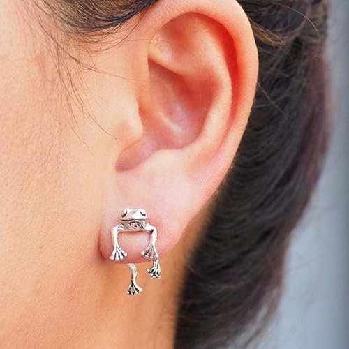 2025 Silber Frosch Ohrringe für Frauen Vintage Frosch geformte Ohrstecker Nette Tier Ohrringe für Teens Mädchen Frosch Schmuck