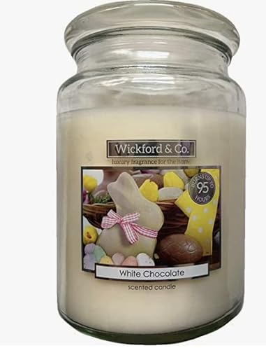 WICKFORD & CO Large Scented Candle in Glass Jar Burns UP to 95 Hours. 15cm 450g (White Chocolate)