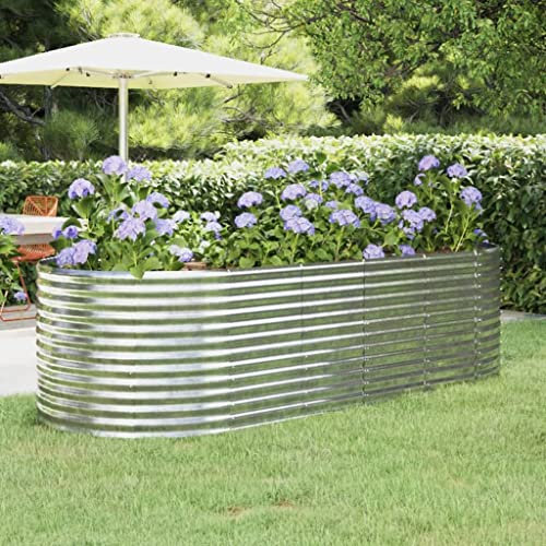 WIFESE JardinièRe Acier Enduit De Poudre 249x100x68 Cm Argenté Jardiniere Exterieur Grande Taille Bac Potager Jardiniere Bois Jardiniere Balcon Jardiniere sur Pieds