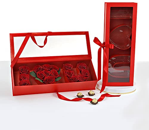 UNIKPACKAGING I Love You” Flower Gift Letter Shaped Fillable Box, with Plastic Liner, Size 22″ x 8″ x 4″ inch, for Luxury Style Flower and Gift Arrangements