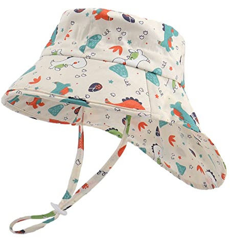 LACOFIA Gorro Proteccion Solar Bebé Sombrero Sol de Algodón Verano Niño Visera Ajustable para Playa/Piscina Beige 2-5 años