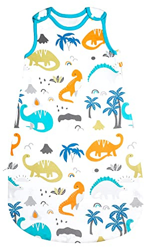 MOEMOE BABY 0.5 Tog Sleeping Bag Baby Sleeping Bag Summer Sleep Bag Toddler Sleeping Bag Cotton Sleep Sack Sleeveless Wearable Blanket,Dinasours,12-18 Month,L