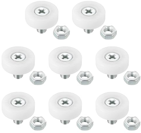 PATIKIL 19mm Schubladenrollen, 8er Pack Kunststoff-Schubladenrollen Ersatzräder mit Kugellager und Muttern