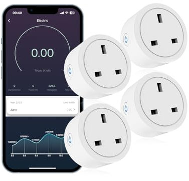 Maxesla Smart Plug Works with Alexa, 20A Smart Plug with Energy Monitoring Works with Google Assistant, Smart Home Socket with Remote & Voice Control, 2.4 GHz Wi-Fi, 4-Pack