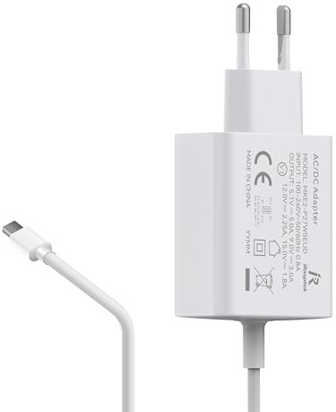 iRasptek for Raspberry Pi 5 Bloc d'alimentation USB-C PD 27 W，Blanc
