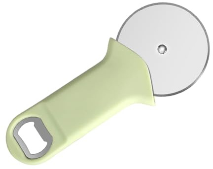 BRIGHTFUFU Roulette à Pizza Robuste Acier Inoxydable 1 Roue Vert Multifonction Découpe Pâte Décapsuleur Usage La Cuisine Pâtisserie Outil Pratique