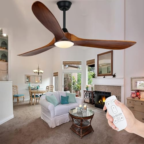 XSGDMN 132 cm, moderner Deckenventilator mit Lichtern und Kontrolle, Deckenventilator mit 3 Lüfterblättern, dimmbares LED-Licht, Deckenventilatoren für den Außenbereich, für Terrasse, Bauernhof