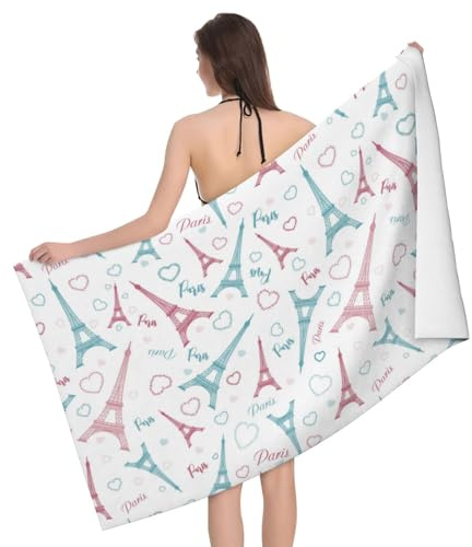 Novastar Toalla de playa de secado rápido, toallas de microfibra verde de la Torre Eiffel para el cuerpo, toallas de baño suaves para baño, toallas de playa personalizadas a prueba de arena, toallas