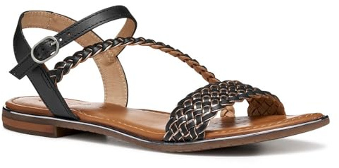 Geox D Sozy Plus D, Sandalo Scorrevole Donna, Black/Gun, 41 EU