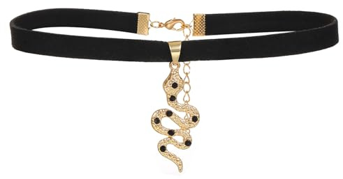 JewelryWe Smycken dam choker-halsband, svart gotiskt rep guldrör sammet spets choker tatuering punk gotisk längd justerbar båge knut halsband .., Sammet